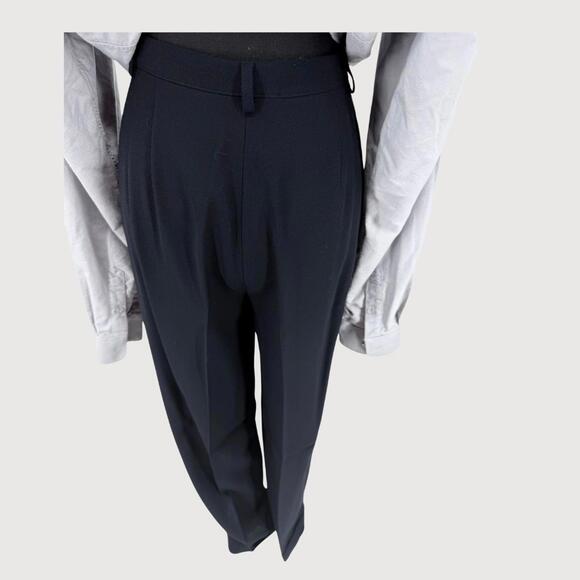 Vintage Emporio Armani Virgin Wool Trousers Black Pleated Dress Pants Size 42 - Picture 6 of 9